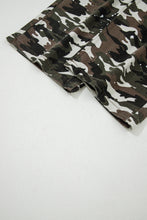 Green Camouflage Print Splashed Distressed Loose Denim Pants