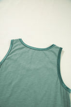 Peacock Blue Metallic Sheen Edge Scoop Neck Tank Top