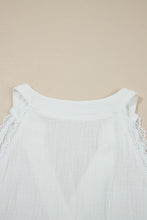 White Textured Lace Trim Pure Cotton Sleeveless Top