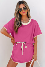 Evergreen Colorblock Edge Drop Shoulder T Shirt and Skort 2Pcs Set
