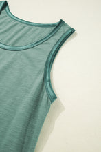 Peacock Blue Metallic Sheen Edge Scoop Neck Tank Top