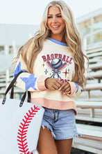 Beige BASEBALL SEASON Graphic Star Patched Game Day Sweatshirt