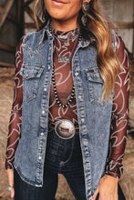 Ashleigh Blue Solid Denim Button Front Pocket Sleeveless Cowboy Vest