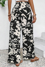Khaki Floral Print Smocked High Waist Wide Leg Pants