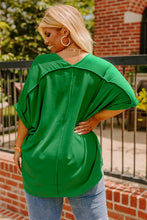 Bright Pink Seamed Back High Low Hem V Neck Cuffed Sleeve Plus Size Tee