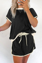 Evergreen Colorblock Edge Drop Shoulder T Shirt and Skort 2Pcs Set