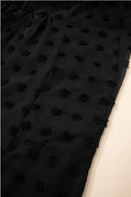 Navy Blue Dotty Textured Notched Neck Plus Ruffled Dress
