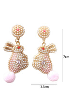 Pink Easter Bunny Pearl Beaded Earrings