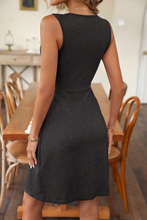 Carbon Grey Twisted Bust V Neck Sleeveless Dress