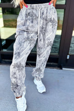 Gray Camo Print Cozy Drawstring Elastic Waist Jogger Pants