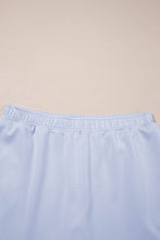 Beau Blue Puff Sleeve Pearl Embellished Scallop Trim Top 2 Piece Skort Set
