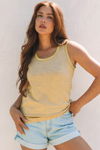 Peacock Blue Metallic Sheen Edge Scoop Neck Tank Top