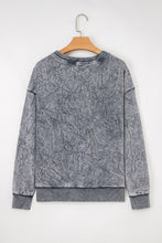 Sea Green saved by grace Letter Embroidery Mineral Wash Loose Sweatshirt