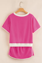 Evergreen Colorblock Edge Drop Shoulder T Shirt and Skort 2Pcs Set