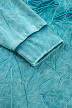 Sea Green saved by grace Letter Embroidery Mineral Wash Loose Sweatshirt