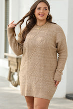 Oatmeal Cable Knit Drop Shoulder Loose Fit Sweater Dress