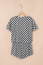 Brown Checkerboard T Shirt and High Waist Skorts 2 Piece Outfit