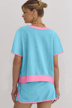 Evergreen Colorblock Edge Drop Shoulder T Shirt and Skort 2Pcs Set