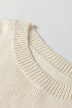 Simply Taupe Embroidered Floral Sleeve Round Neck Loose Sweater