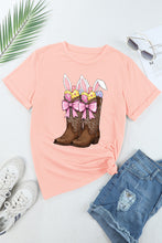 Pink Easter Eggs Bunny Ear Bow Boots Printed Tee