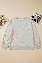 Light Grey Plus Size Thread Embroidered Drop Shoulder Round Neck Sweatshirt