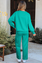 Solid Color Pullover Top and Cargo Pants Set