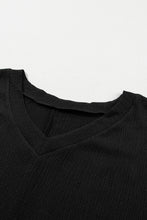 Bright Pink Crinkled V Neck Wide Sleeve T-shirt