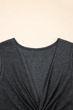 Carbon Grey Twisted Bust V Neck Sleeveless Dress