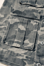 Green Camo Cargo Denim Vest