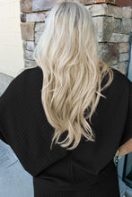 Black Textured Batwing Sleeve Tee Wide Leg Pants Plus Size Set