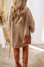 Oatmeal Cable Knit Drop Shoulder Loose Fit Sweater Dress