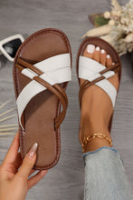 Black Criss Cross PU Leather Flat Slippers