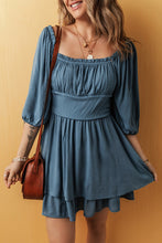 frilled neckline mini dress