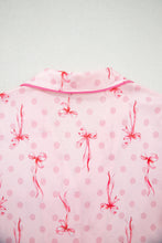 White Floral Print Contrast Pipping Short Pajamas Set