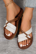 Black Criss Cross PU Leather Flat Slippers