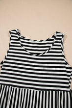 Black Stripe U Neck Sleeveless Loose Fit Mini Dress
