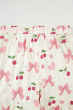 White Floral Print Contrast Pipping Short Pajamas Set