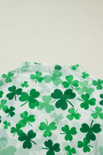 Green Lucky Shamrock Lettuce Trim High Neck Mesh Long Sleeve Top