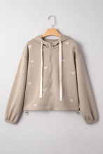 Goat Contrast Bow Embroidered Zip Up Jacket Hoodie