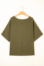 Four Leaf Clover Textured Half Sleeve V Neck Plus Size T Shirt with Chest Pocket