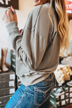 Parchment Aztec Embroidered Western V Neck Sweatshirt