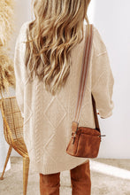 Oatmeal Cable Knit Drop Shoulder Loose Fit Sweater Dress