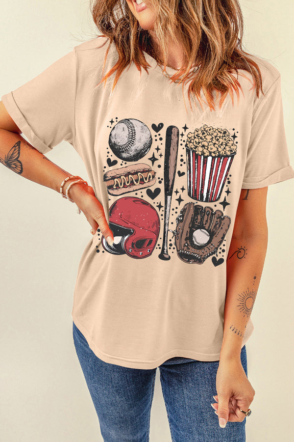 Khaki Retro Baseball Game Day T Shirt