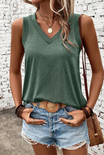 mist green ribbed v neck tank top