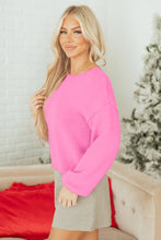 Fiery Red Festive Bow Backless Bubble Sleeve Sweater