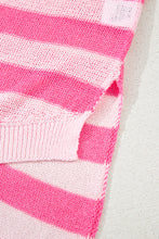 Pink Stripe USA Flag Notched Neckline Loose Sweater Vest