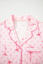 White Floral Print Contrast Pipping Short Pajamas Set