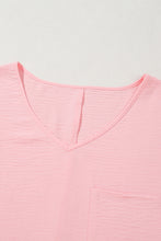 Four Leaf Clover Textured Half Sleeve V Neck Plus Size T Shirt with Chest Pocket