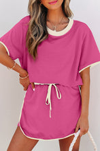 Evergreen Colorblock Edge Drop Shoulder T Shirt and Skort 2Pcs Set