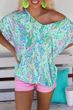 Sky Blue Loose Painted Floral Tee